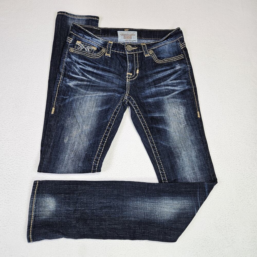 BIG STAR Liv Jean 27L Tall Bling Thick Stitch Western Blue Denim Cowgirl 31x34